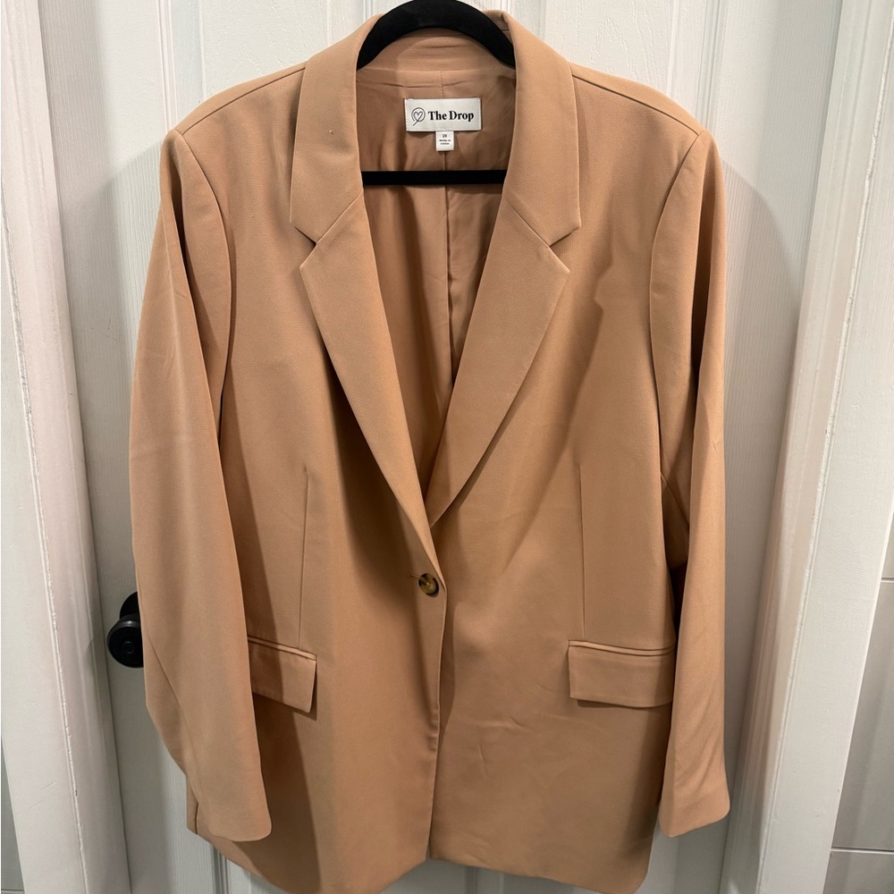 The Drop Women's Camel Blazer - Single-Button Tailored Jacket